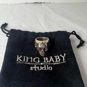 King Baby Studio Black and Silver Ornate Ring